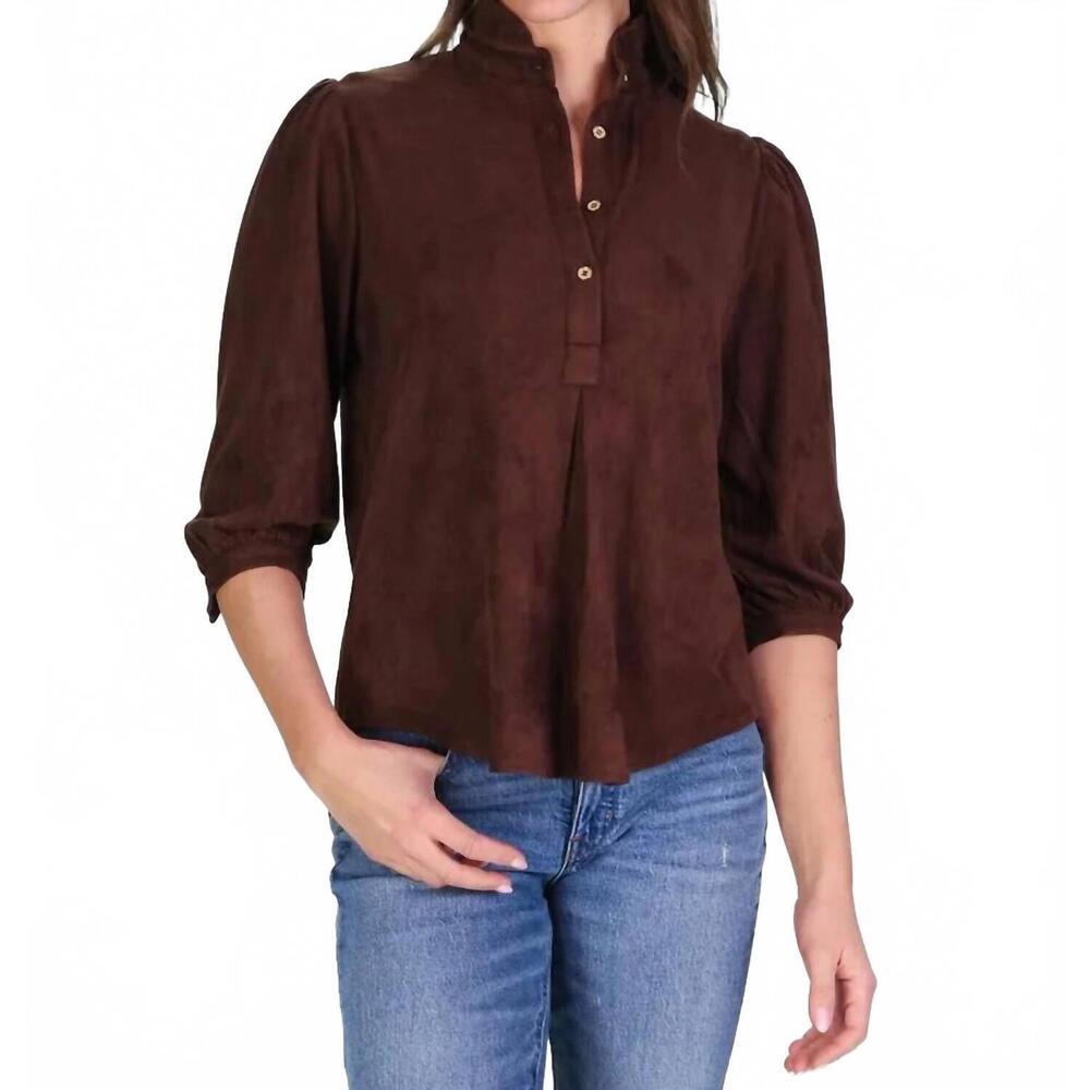 NEW DUFFIELD LANE mckenzie washable suede top in brown